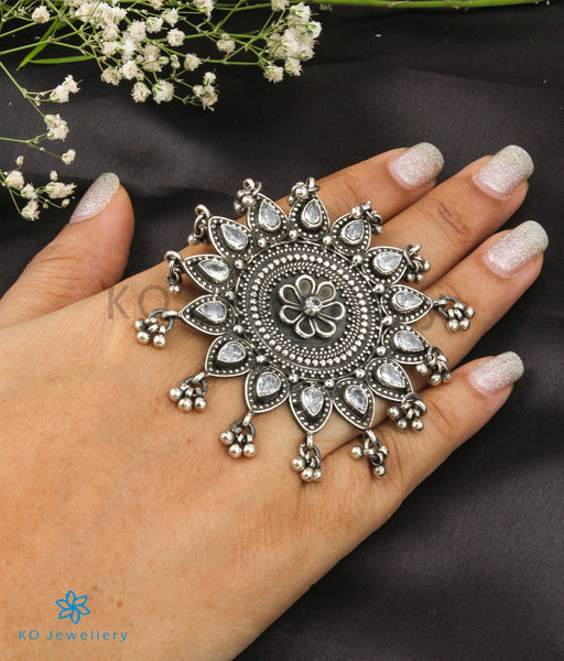 Order Floral Mandala Oxidised Silver Ring Online at Giftcart.com